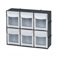 Plasdent 6-Bin Unit  - Black Frame (11 ¹³⁄₁₆" W x 10"H x 4"D)